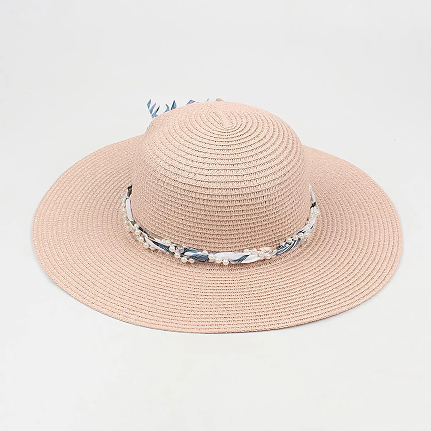 Wide Brim Floppy Straw Sun Hat Women's Girls Summer Flat Beach Bucket Hat Travel Foldable UV Protection Fishman Hat