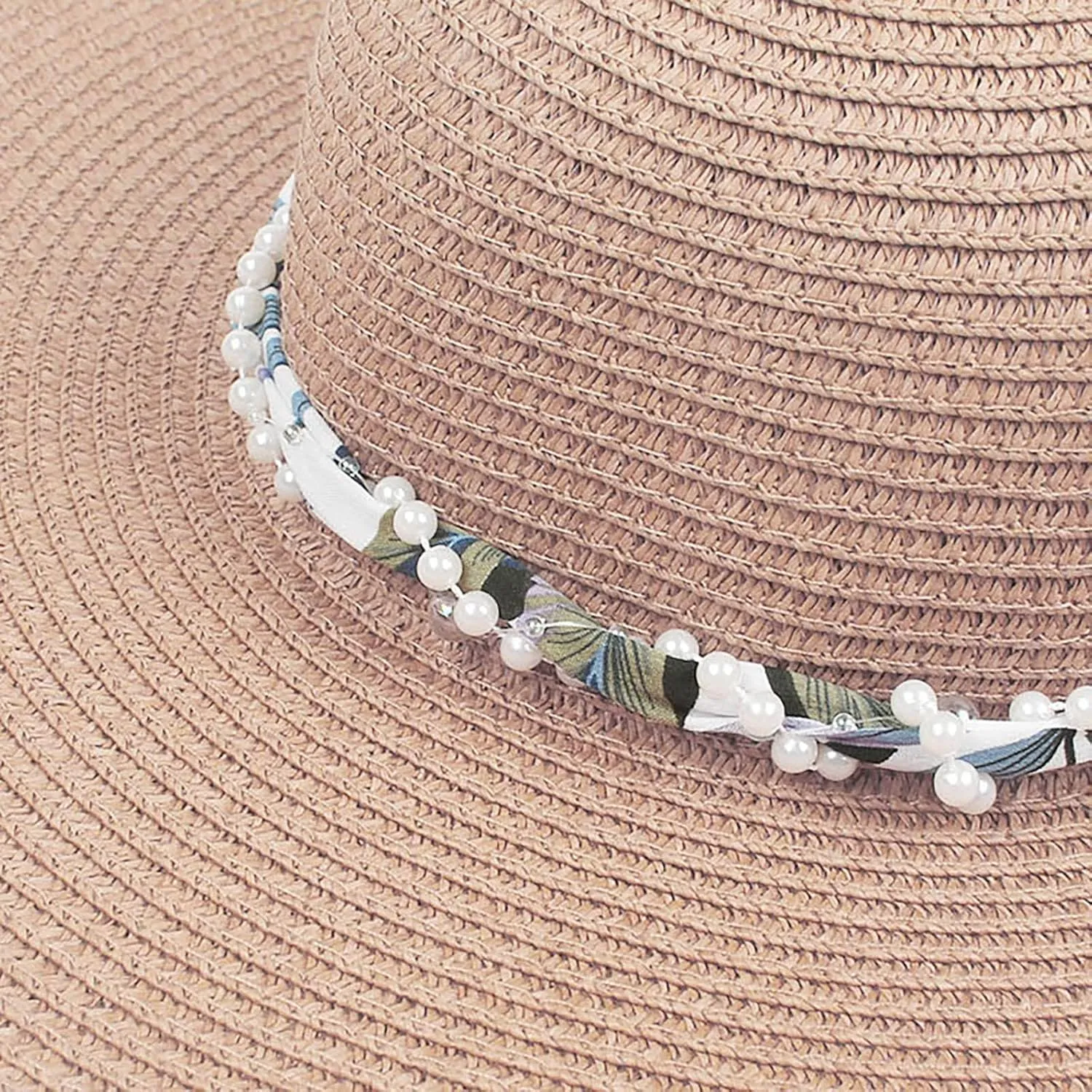 Wide Brim Floppy Straw Sun Hat Women's Girls Summer Flat Beach Bucket Hat Travel Foldable UV Protection Fishman Hat