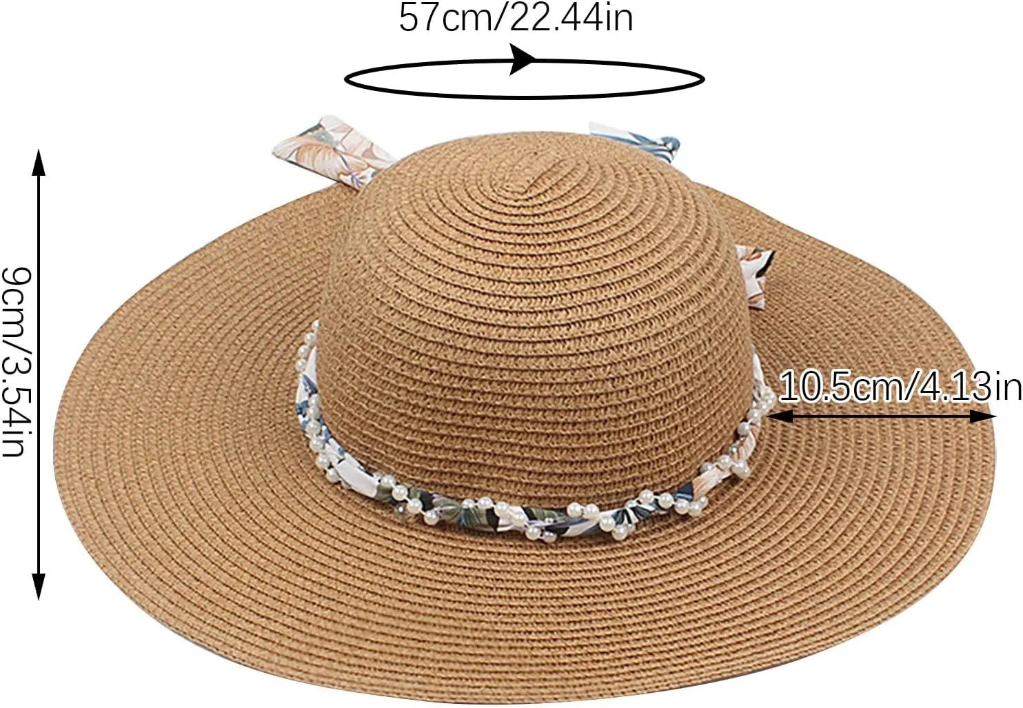 Wide Brim Floppy Straw Sun Hat Women's Girls Summer Flat Beach Bucket Hat Travel Foldable UV Protection Fishman Hat
