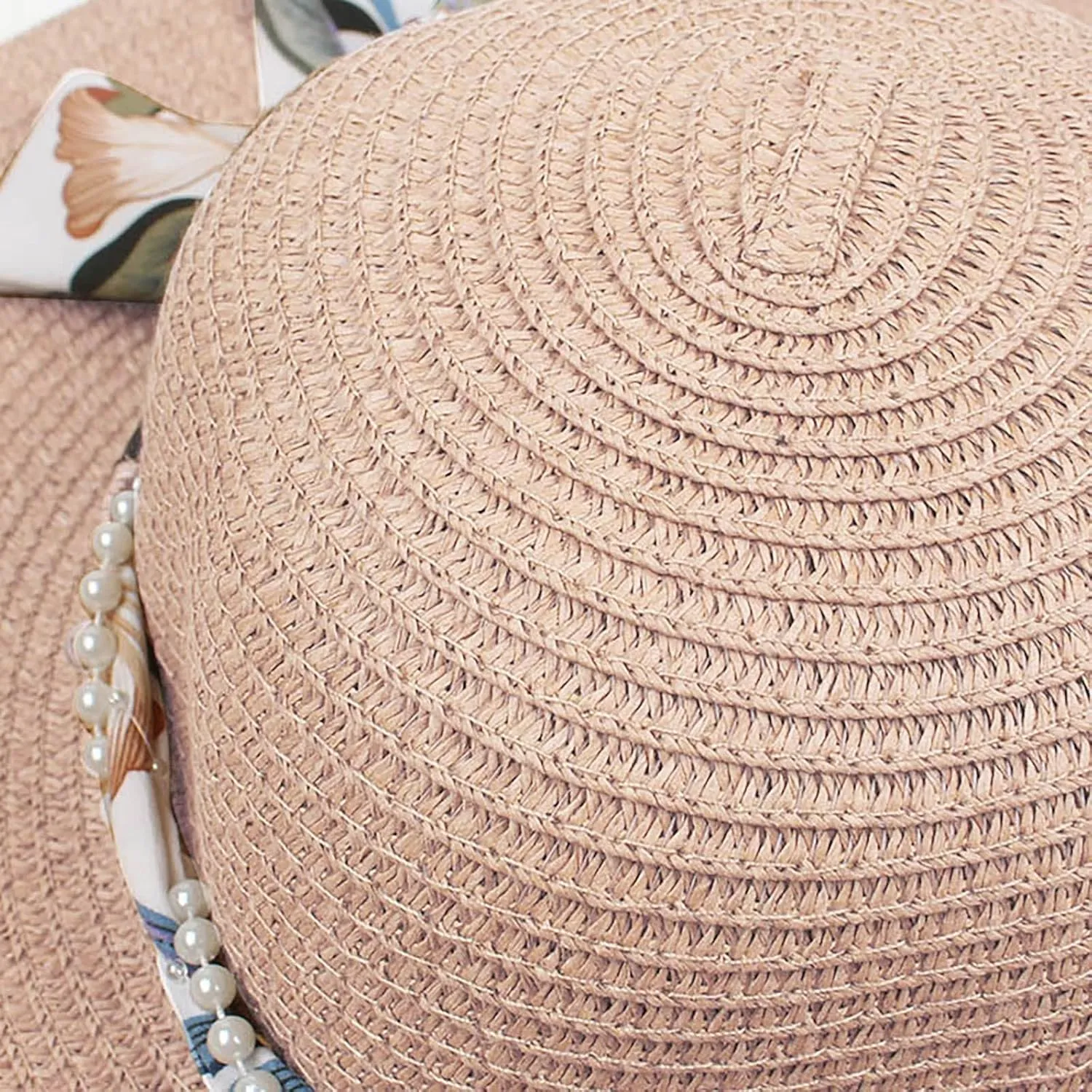 Wide Brim Floppy Straw Sun Hat Women's Girls Summer Flat Beach Bucket Hat Travel Foldable UV Protection Fishman Hat
