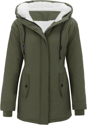 Winter Coats for Women 2024 Long Sleeve Button Down Outdoor Hooded Jacket Sherpa Lined Fuzzy Fleece Comfy Jackets