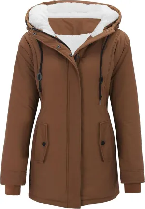 Winter Coats for Women 2024 Long Sleeve Button Down Outdoor Hooded Jacket Sherpa Lined Fuzzy Fleece Comfy Jackets