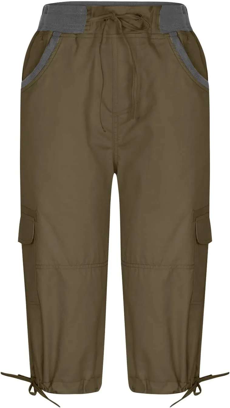 Women Capri Pants for Summer 2024 Casual Cotton Linen Plus Size Capris Lightweight Cropped Cargo Pants with Pockets