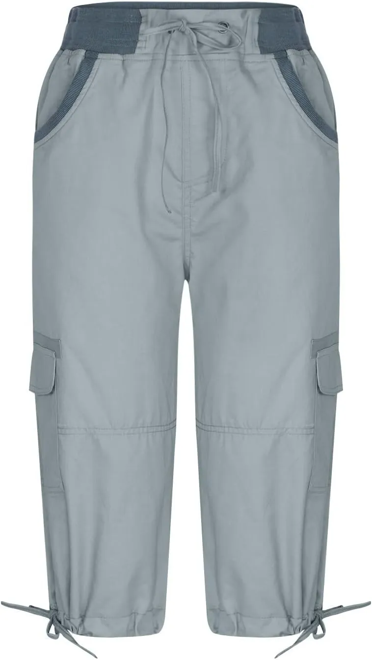 Women Capri Pants for Summer 2024 Casual Cotton Linen Plus Size Capris Lightweight Cropped Cargo Pants with Pockets