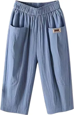 Women Capri Pants for Summer 2024 Casual Linen Cotton Plus Size Capris Loose Fitted Cropped Pants with Pocket