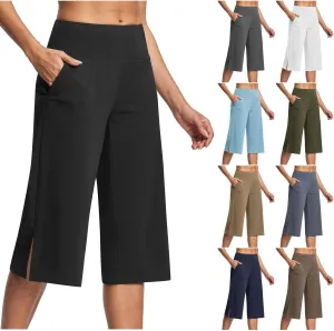 Women Cropped Work Pants Cargo Capris Trousers Plain 3/4 Length Short Pant Lightweight Sweatpants Bottoms