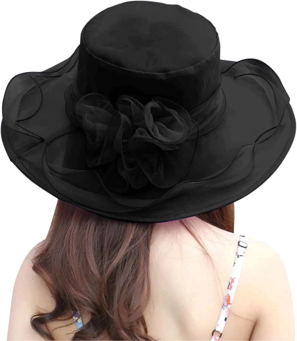 Women Lace Solid Retro Church Hats Wedding Tea Fascinator Hat Bridal Short Brim Roll up Sun Hat Sunshade Hat Fedora