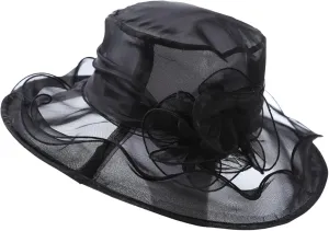 Women Lace Solid Retro Church Hats Wedding Tea Fascinator Hat Bridal Short Brim Roll up Sun Hat Sunshade Hat Fedora