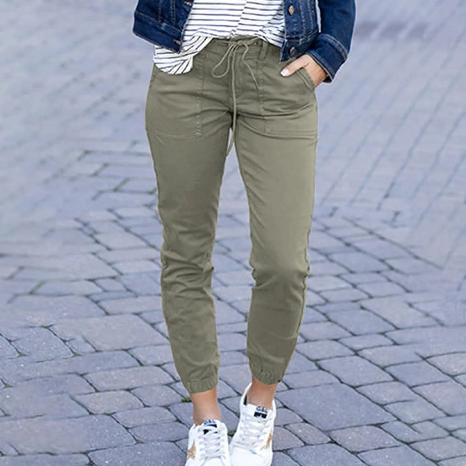 Women Linen Baggy Harem Pants Drawstring Casual Lounge Palazzo 2024 Beach Vacation Tapered Ankle Capris Trousers