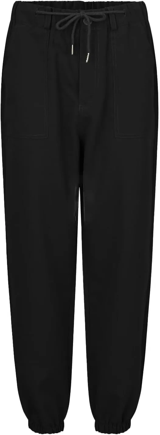 Women Linen Baggy Harem Pants Drawstring Casual Lounge Palazzo 2024 Beach Vacation Tapered Ankle Capris Trousers