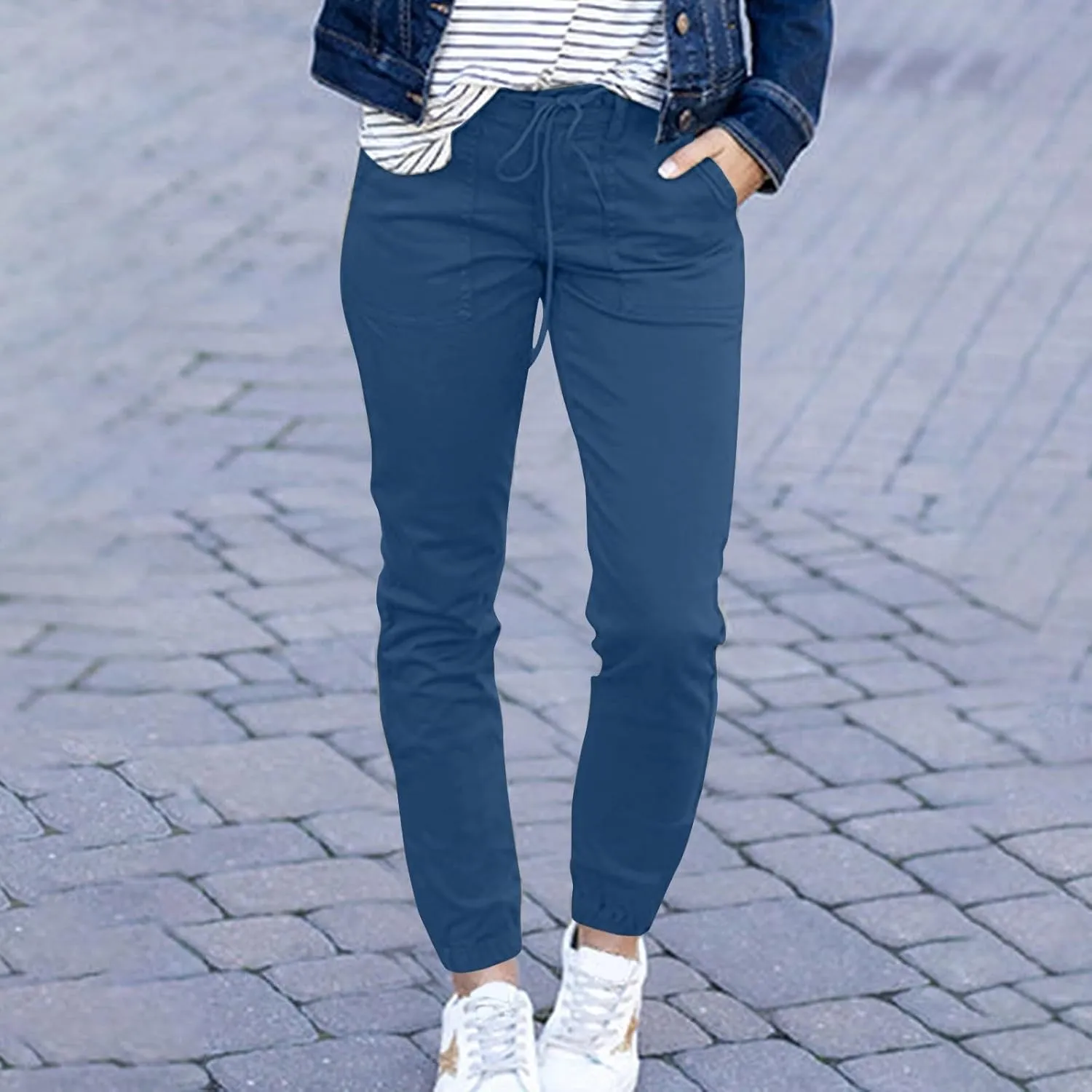 Women Linen Baggy Harem Pants Drawstring Casual Lounge Palazzo 2024 Beach Vacation Tapered Ankle Capris Trousers