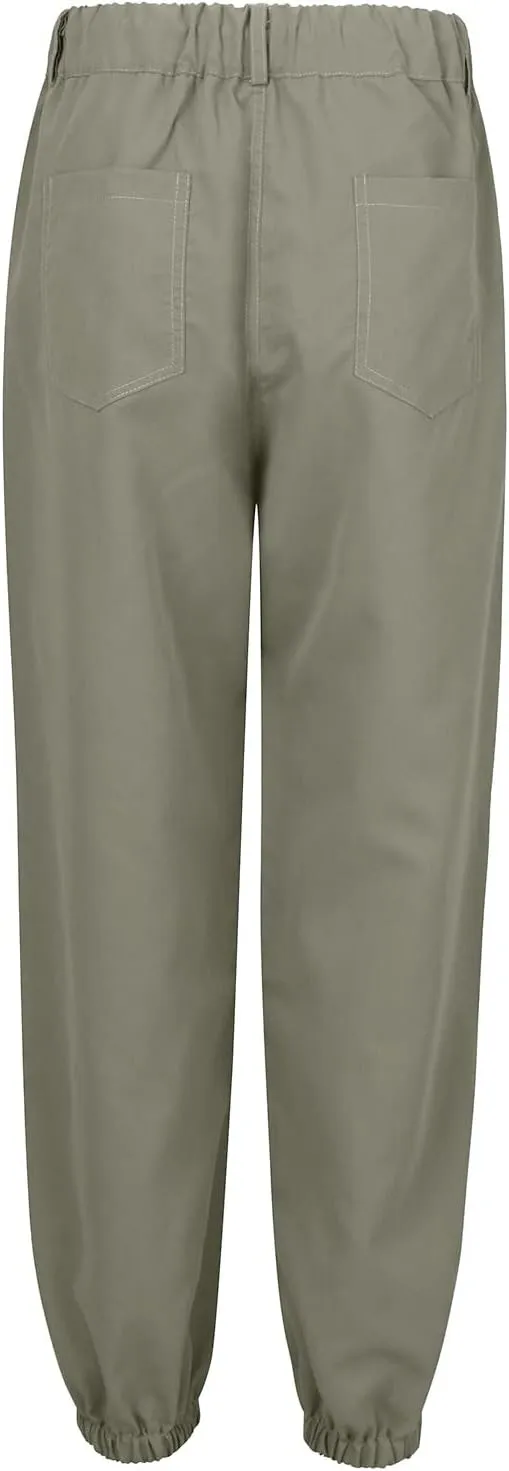 Women Linen Baggy Harem Pants Drawstring Casual Lounge Palazzo 2024 Beach Vacation Tapered Ankle Capris Trousers
