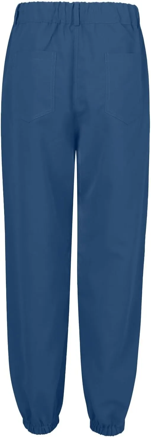 Women Linen Baggy Harem Pants Drawstring Casual Lounge Palazzo 2024 Beach Vacation Tapered Ankle Capris Trousers
