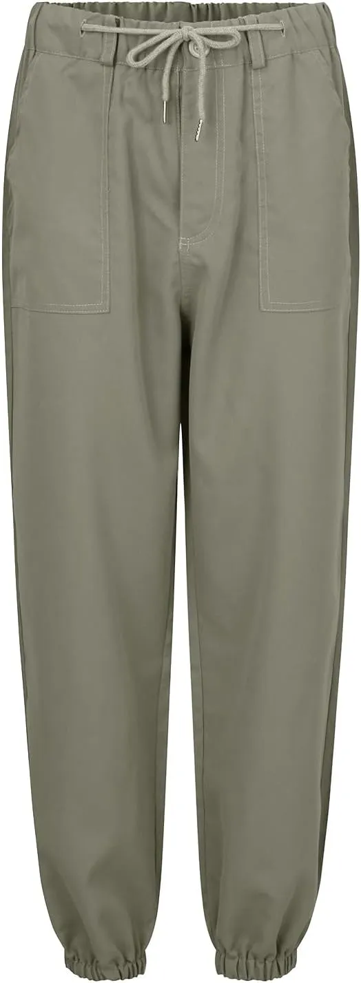 Women Linen Baggy Harem Pants Drawstring Casual Lounge Palazzo 2024 Beach Vacation Tapered Ankle Capris Trousers