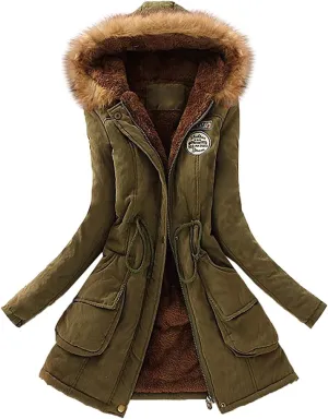 Women Sherpa Lined Jacket Classic Fit Mid-Length Long Sleeve Hooded Jacket Full Zip Open Front Loose Cardigans Coat