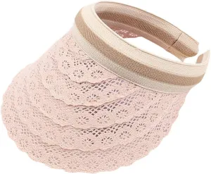 Women Summer Beach Sun Hat Lace Wide Brim Visor Hat Floppy Foldable Sun Protection Cap Vacation Travel Accessories