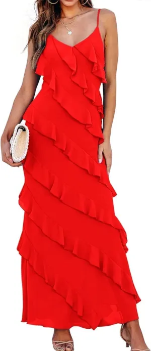 Women Summer Elegant Sling Midi Ruched Bodycon Dress Solid Color Backless Slim Party Cocktail Dresses