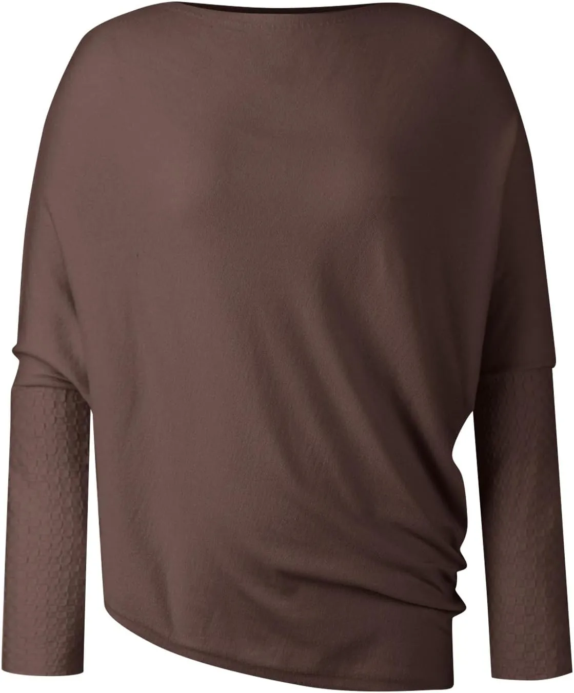 Womens Asymmetric Draped Jumper Long Batwing Sleeve Boat Neck Off The Shoulder Tunic Knit Winter Pullover Sweaters