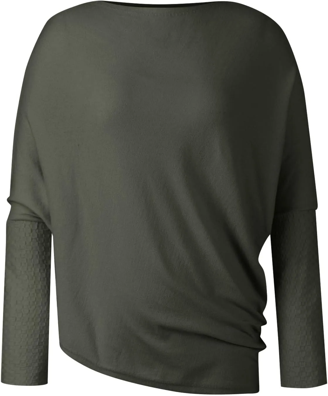 Womens Asymmetric Draped Jumper Long Batwing Sleeve Boat Neck Off The Shoulder Tunic Knit Winter Pullover Sweaters