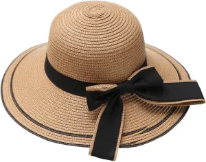 Womens Beach Sun Straw Hat Classic Fedora Wide Brim Floppy Buckle Panama Hat Straw Fedora Hats for Women