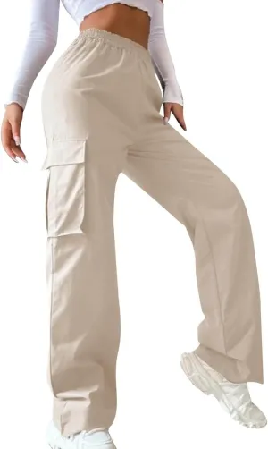 Women's Belt Less High Waisted Wide Leg Trousers Straight Leg Relaxed Trousers Casual Trousers Glitter