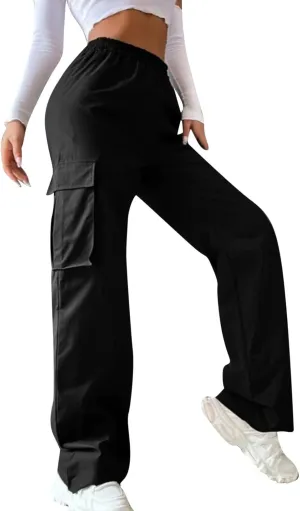 Women's Belt Less High Waisted Wide Leg Trousers Straight Leg Relaxed Trousers Casual Trousers Glitter