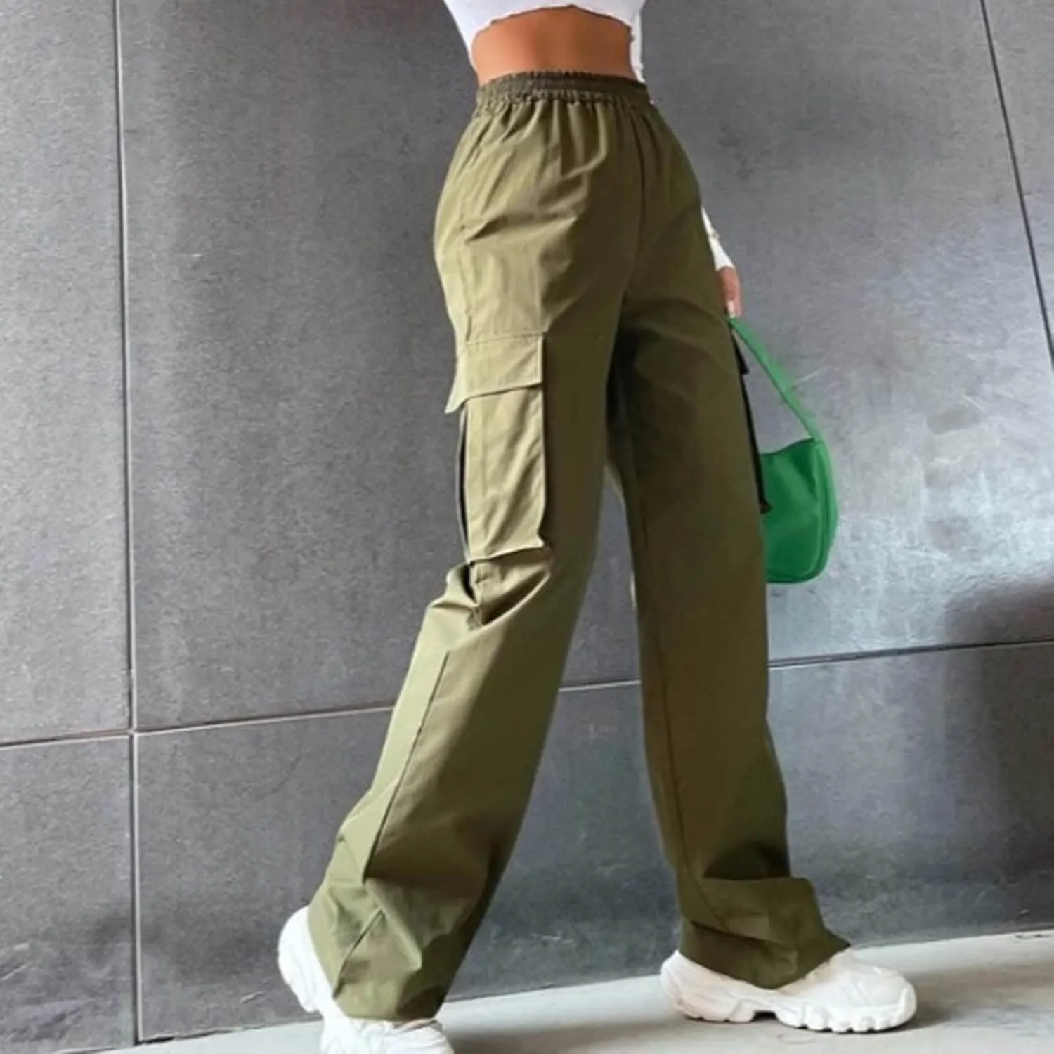Women's Belt Less High Waisted Wide Leg Trousers Straight Leg Relaxed Trousers Casual Trousers Glitter