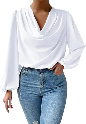 Women's Blouse Plus Size Casual Shirt Soft Comfy Long Sleeve Sexy V Neck Shirt Tops Work Pullover Tops