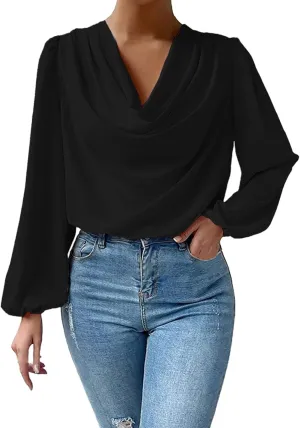 Women's Blouse Plus Size Casual Shirt Soft Comfy Long Sleeve Sexy V Neck Shirt Tops Work Pullover Tops