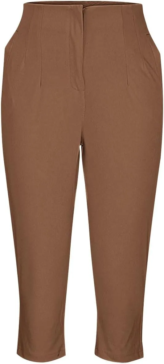 Women's Capri Dress Pants Stretch High Waisted Crop Office Work Pants Summer Casual Capris Slacks Yoga