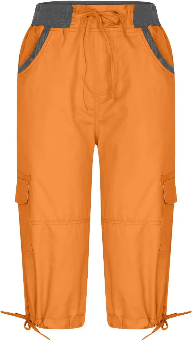 Womens Cargo Capris Hiking Pants Lightweight Quick Dry Outdoor Athletic Capri Summer Casual Bermuda Shorts w Pockets