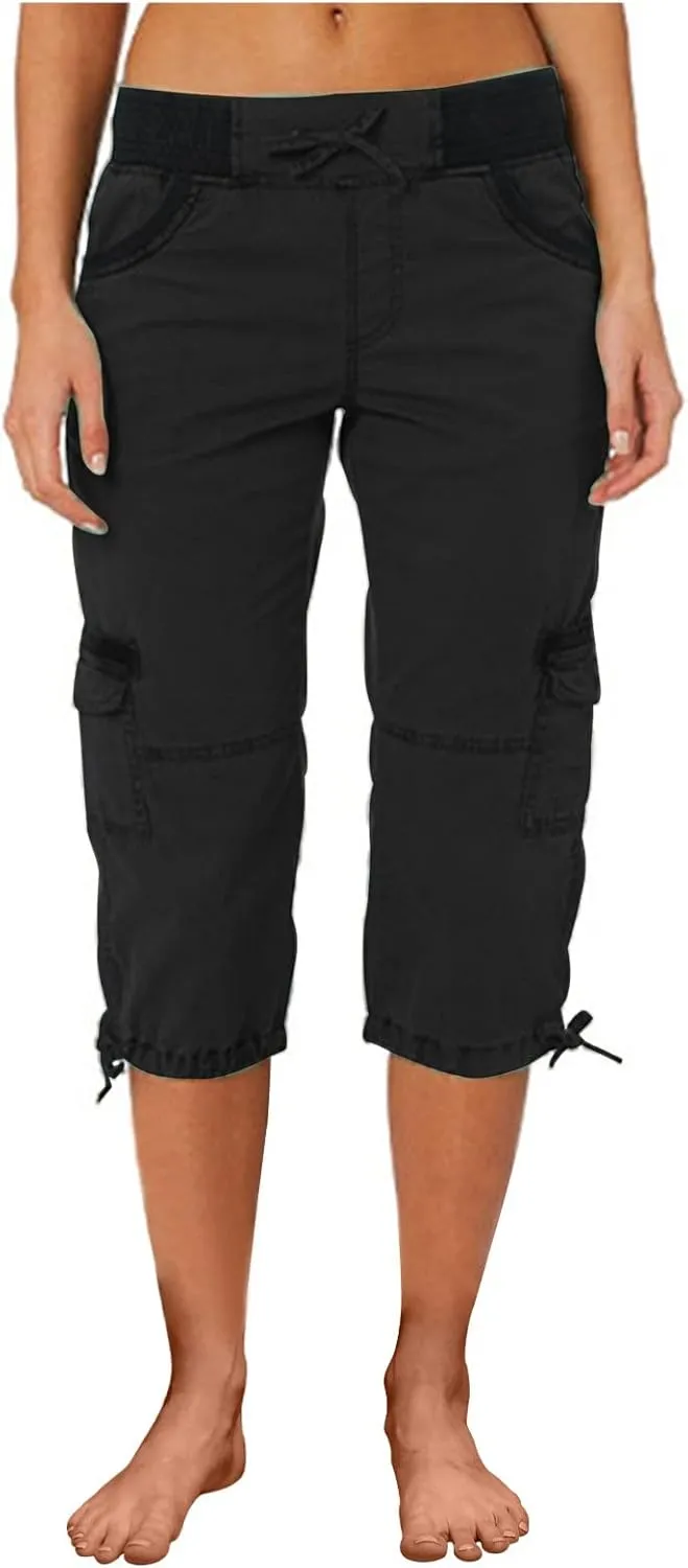 Womens Cargo Capris Hiking Pants Lightweight Quick Dry Outdoor Athletic Capri Summer Casual Bermuda Shorts w Pockets