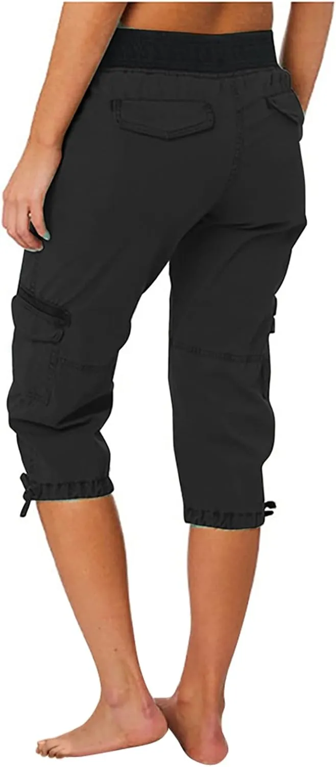 Womens Cargo Capris Hiking Pants Lightweight Quick Dry Outdoor Athletic Capri Summer Casual Bermuda Shorts w Pockets