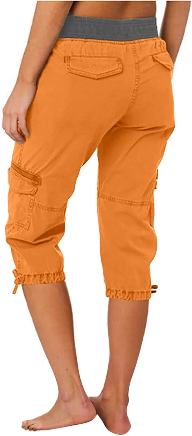 Womens Cargo Capris Hiking Pants Lightweight Quick Dry Outdoor Athletic Capri Summer Casual Bermuda Shorts w Pockets