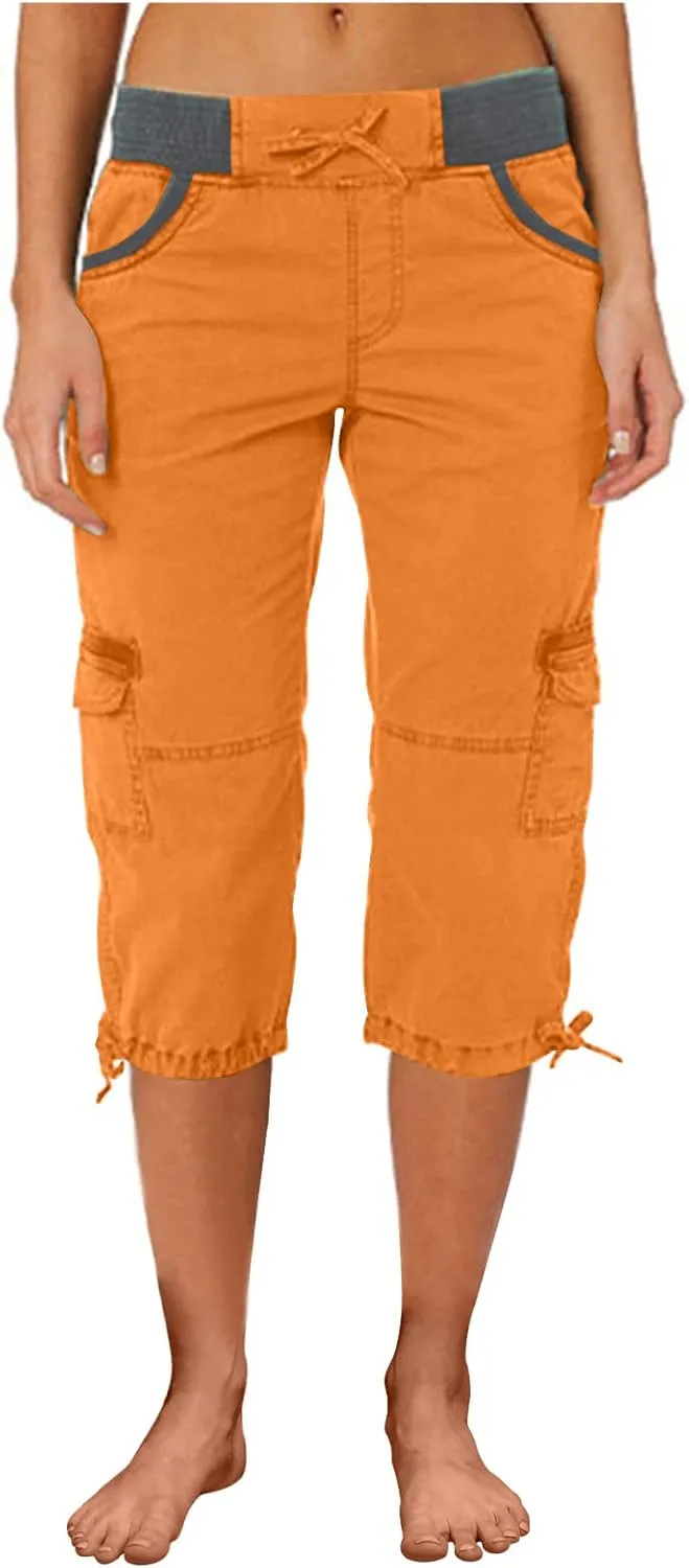 Womens Cargo Capris Hiking Pants Lightweight Quick Dry Outdoor Athletic Capri Summer Casual Bermuda Shorts w Pockets