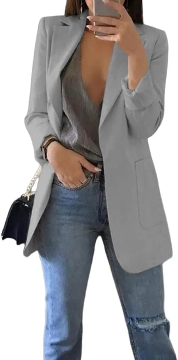 Womens Casual Blazers Business Oversized Blazer Jacket Long Sleeve Open Front Work Office Blazer Trendy Clothes