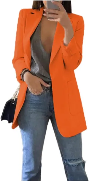 Womens Casual Blazers Business Oversized Blazer Jacket Long Sleeve Open Front Work Office Blazer Trendy Clothes