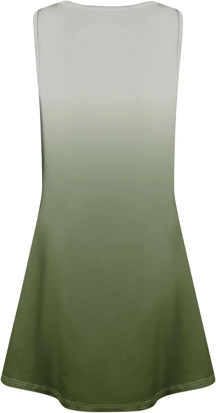 Women's Casual Day Printed Dress with V-Neck Vest and Pocket Beach Dress Casual Dresses