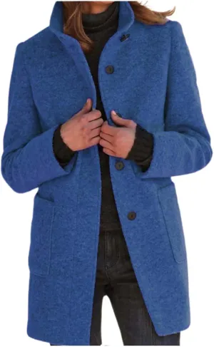 Womens Casual Jacket Long Sleeve Solid Color Vintage Button Down Tweed Coat Oversized Loose Fit Lightweight Outwear