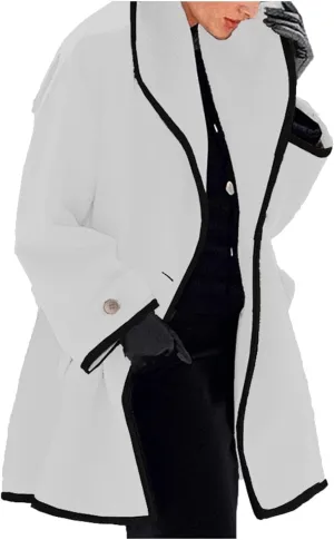 Womens Casual Jackets Double Side Hooded Open Front Cardigans Jacket Long Sleeve Solid Color Casual Trendy Wool Coat