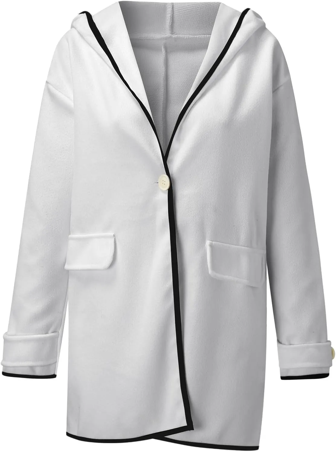 Womens Casual Jackets Double Side Hooded Open Front Cardigans Jacket Long Sleeve Solid Color Casual Trendy Wool Coat