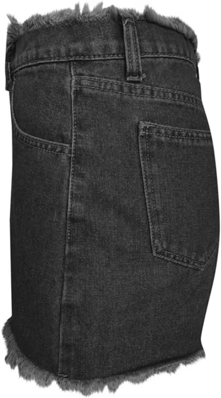 Women's Casual Summer Ripped Washed Distressed Denim Shorts High Waisted Cut Off Frayed Hem Stretch Shorts Trendy