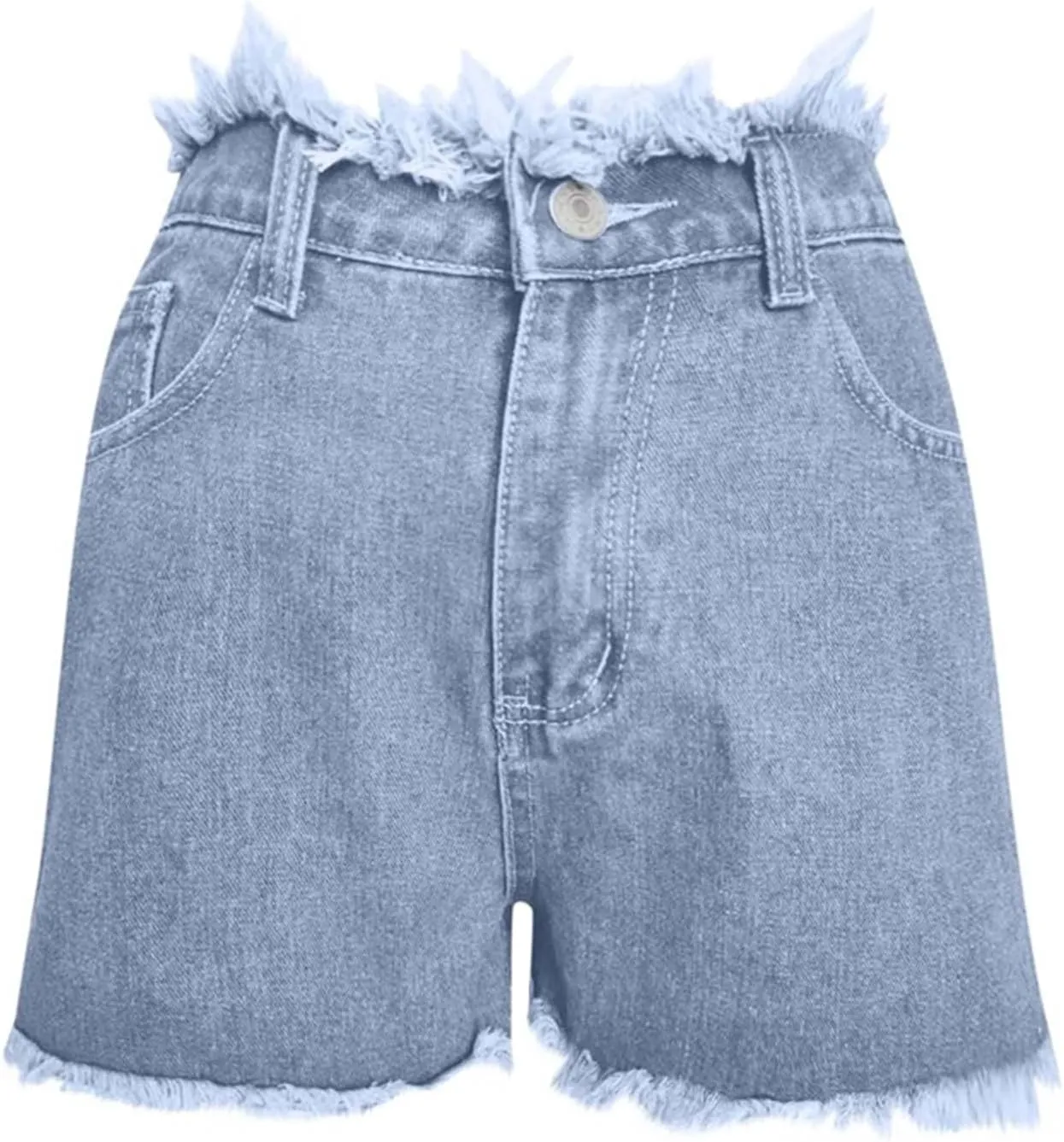 Women's Casual Summer Ripped Washed Distressed Denim Shorts High Waisted Cut Off Frayed Hem Stretch Shorts Trendy