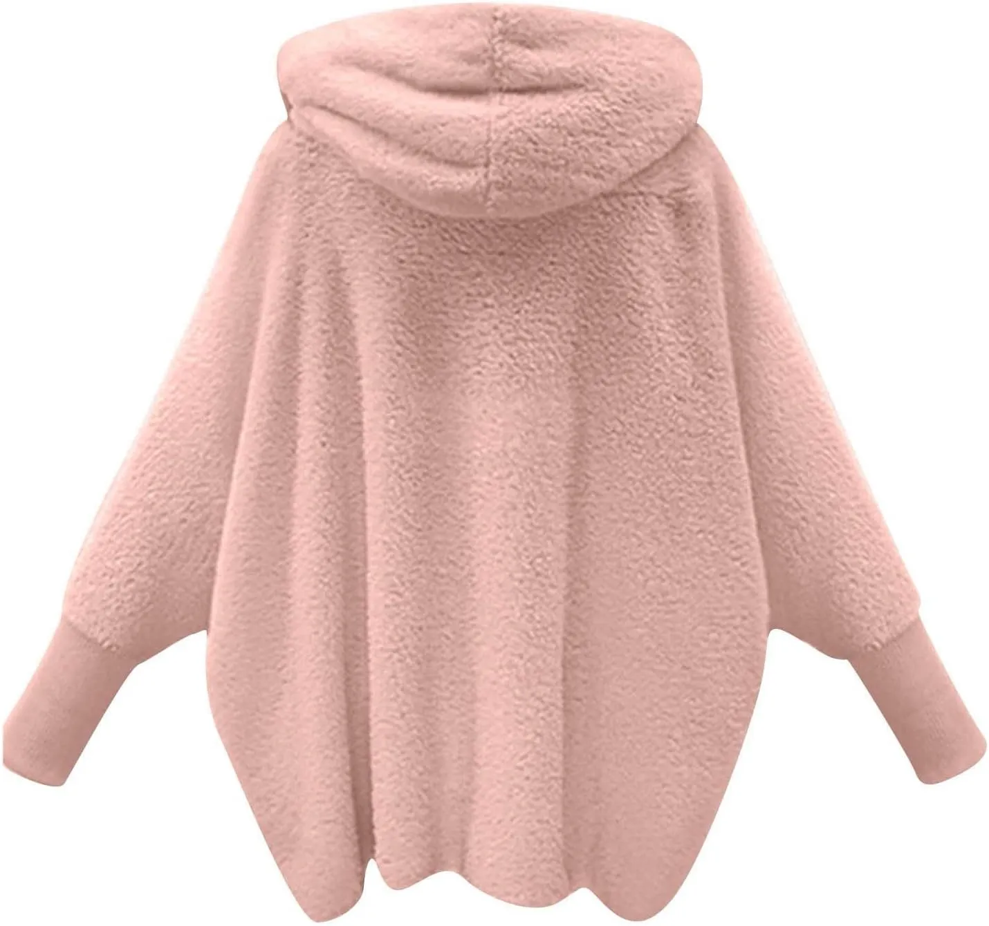 Womens Fleece Jackets Winter Warm Wool Cardigan Sherpa Lined Jacket Long Sleeve Solid Color Hooded Sweater Jacket