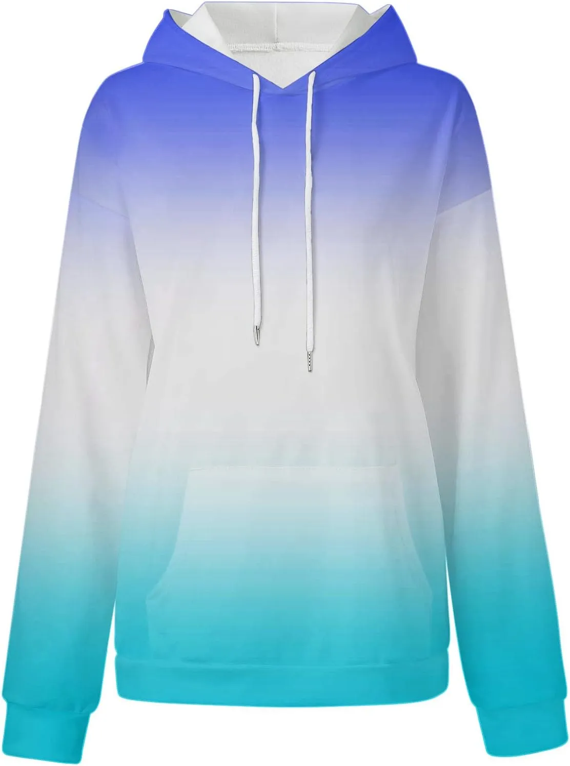 Womens Gradient Print Oversized Sweatshirt Drawstring Pullover with Pocket Trendy Sweater Tops Fashion Clothes 1