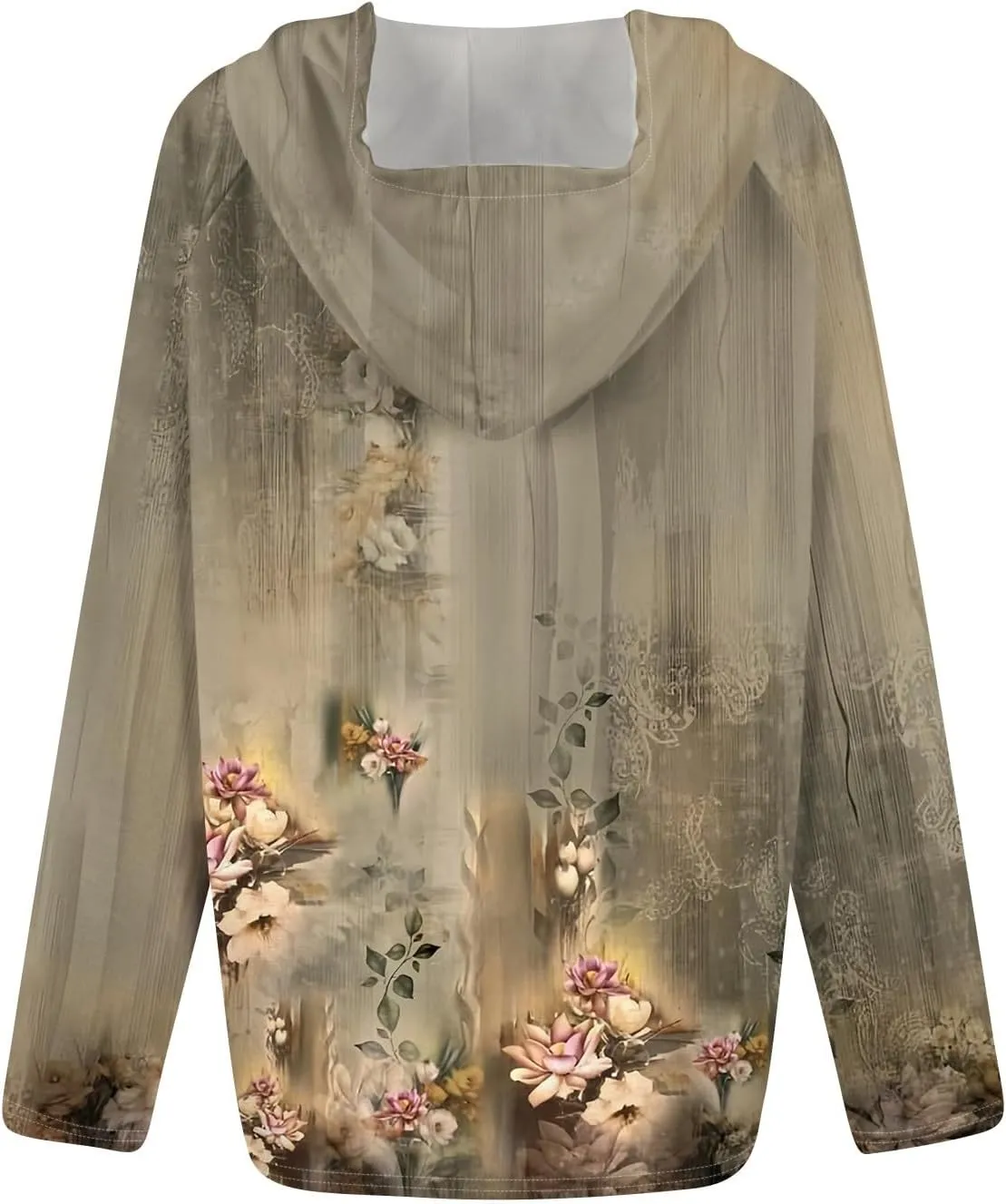 Womens Hoodie Fashion Print Zip up Jackets for Women Casual Long Sleeve Loose Sweatshirts Coat