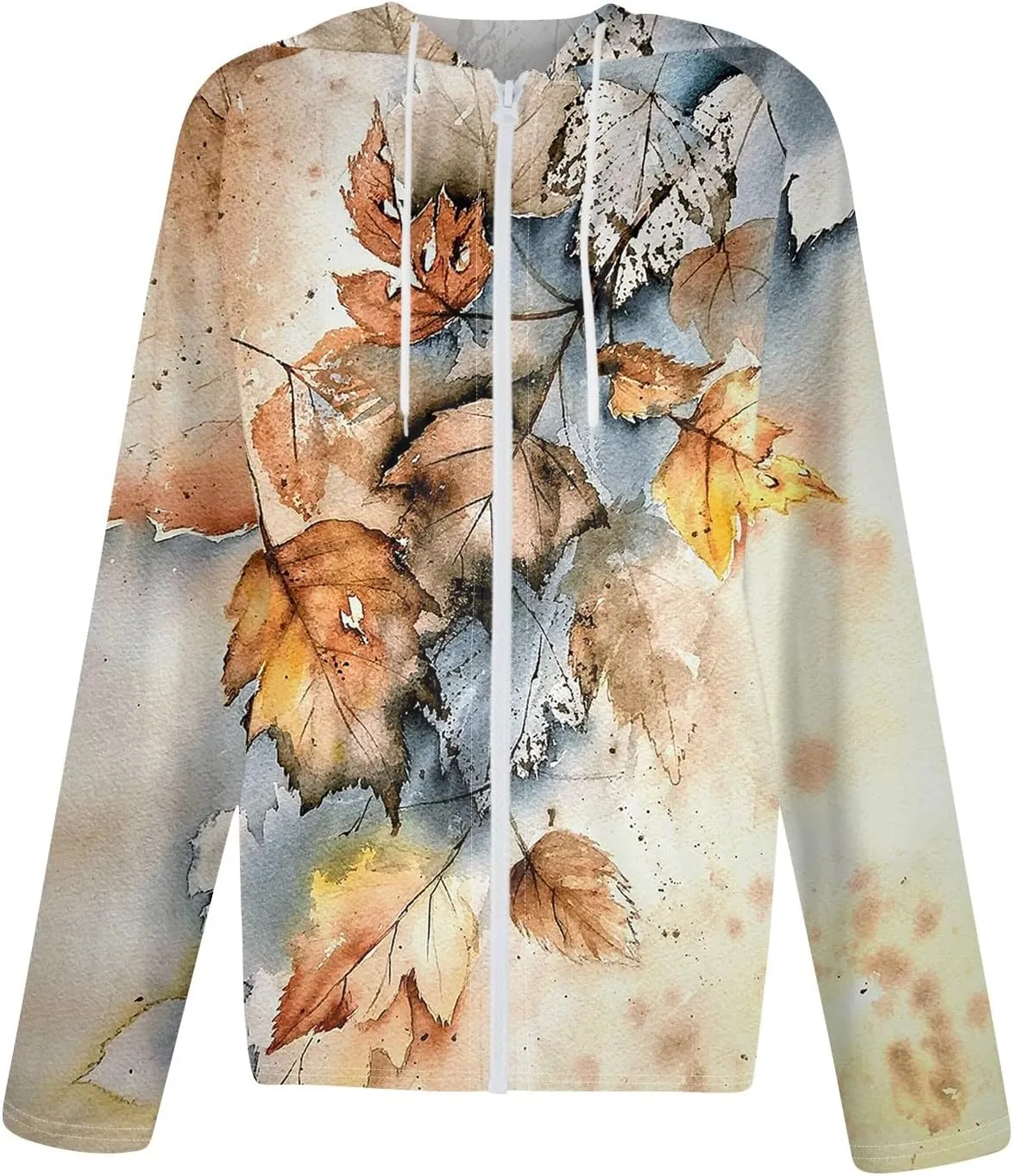 Womens Hoodie Fashion Print Zip up Jackets for Women Casual Long Sleeve Loose Sweatshirts Coat
