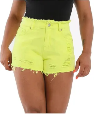 Womens Jean Shorts High Waisted Ripped Stretchy Shorts with Pockets Solid Denim Shorts Summer Casual Jeans Shorts