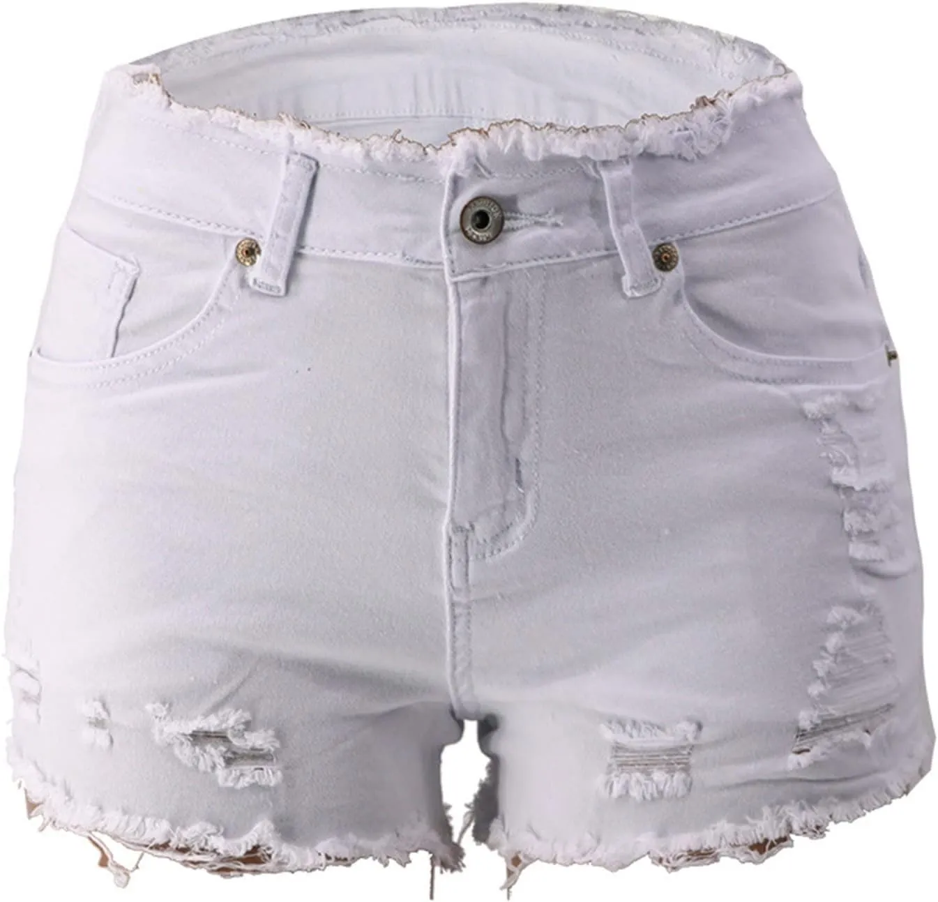 Womens Jean Shorts High Waisted Ripped Stretchy Shorts with Pockets Solid Denim Shorts Summer Casual Jeans Shorts