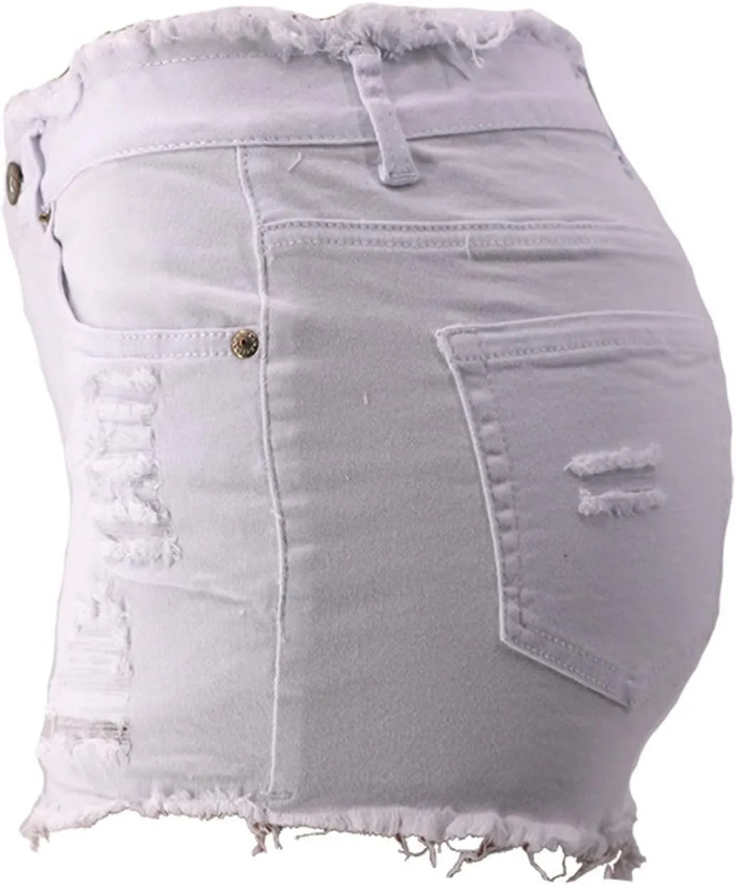 Womens Jean Shorts High Waisted Ripped Stretchy Shorts with Pockets Solid Denim Shorts Summer Casual Jeans Shorts
